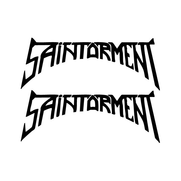 Saintorment Stickers – Thrash Metal Band Decals (2-Pack)