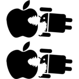 Apple Eats Android Stickers – Tech Humor Decals (2-Pack)