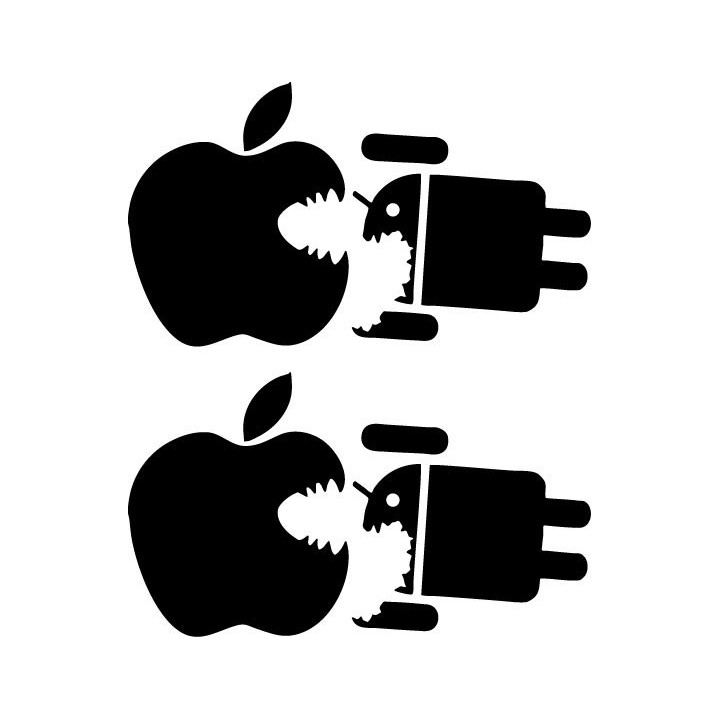 Apple Eats Android Stickers – Tech Humor Decals (2-Pack)