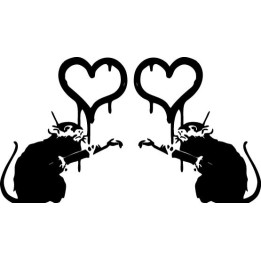 Banksy Rat Love Heart Stickers – Street Art Decals (2-Pack)