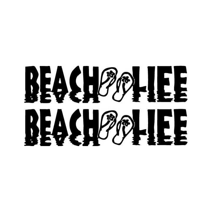 Buy Beach Life With Flip Flops Reflective Lettering Decal Sticker Online