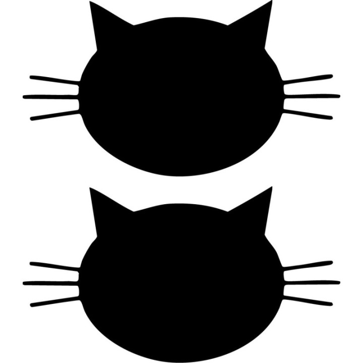 Cat Head Stickers – Feline Face Silhouette Vinyl Decals (2-Pack)