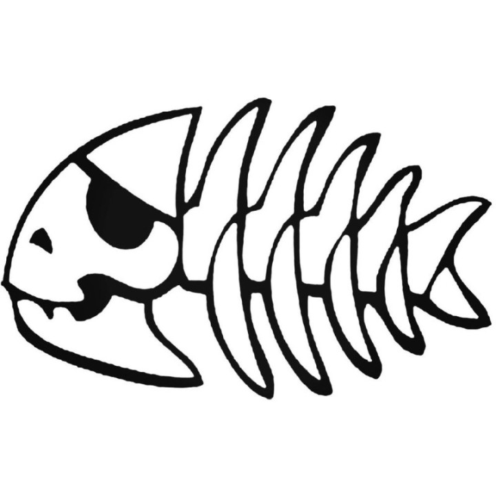 Pirate Fish Skeleton Stickers – Bone Fish Decals (2-Pack)