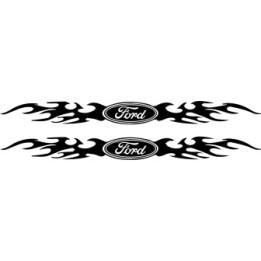 Ford Flame Graphic Stickers – Mustang Hot Rod Custom Car Decals (2-Pack)