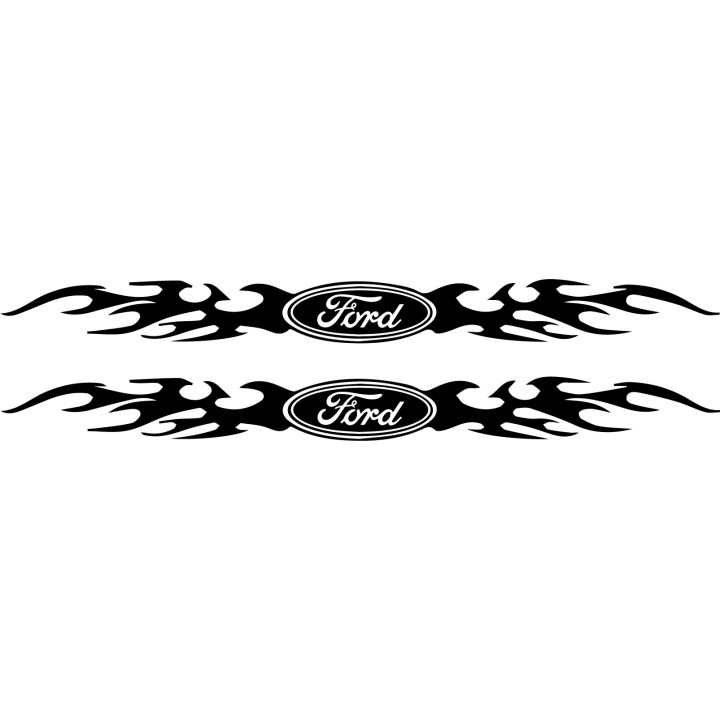 Ford Flame Graphic Stickers – Mustang Hot Rod Custom Car Decals (2-Pack)