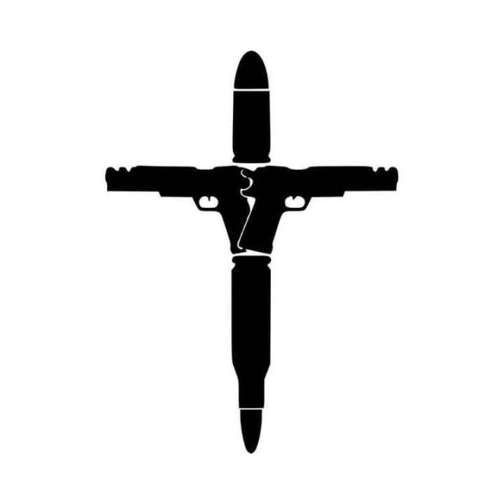 Gun Cross Stickers – Bullet Pistol Cross Decals (2-Pack)