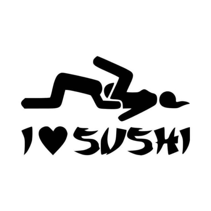 I Love Sushi Funny JDM Stickers – Rude Decals (2-Pack)