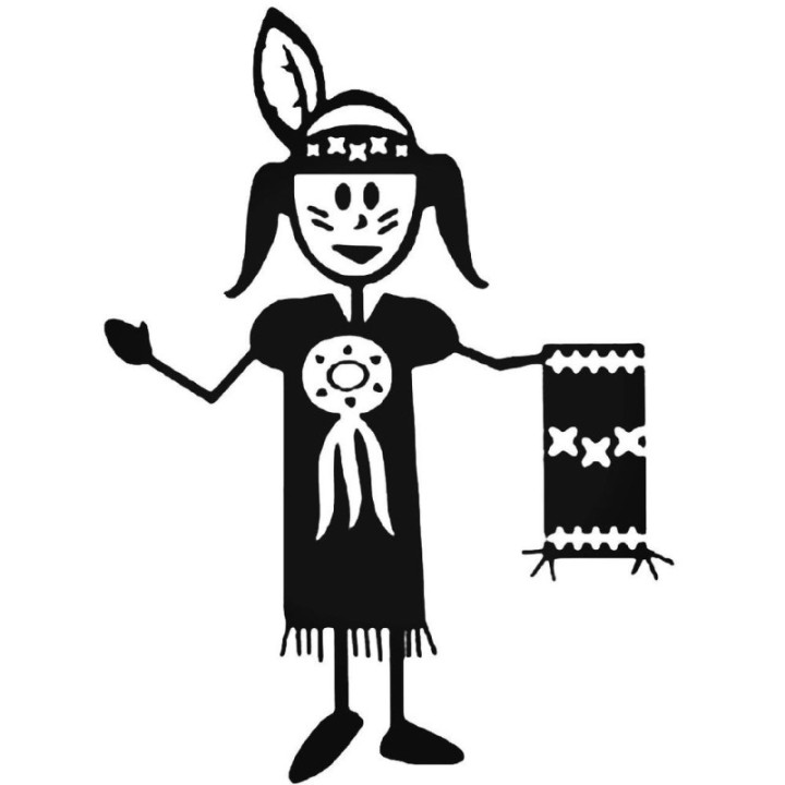 Native American Girl Stick Figure Stickers – Tribal Decals (2-Pack)