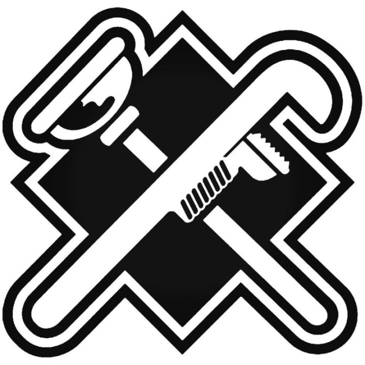 Plumber Wrench Stickers – Crossed Tools Decals (2-Pack)