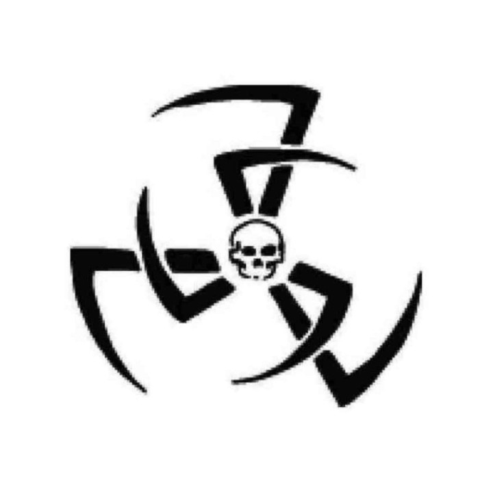 Skull Radiation Symbol Stickers – Biohazard Decals (2-Pack)