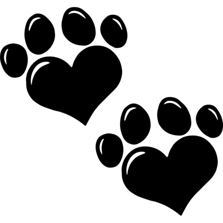 Dog Paw Heart Stickers – Pet Love Paw Print Decals (2-Pack)