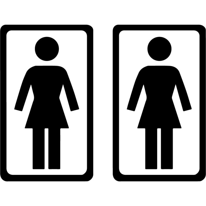 Women's Restroom Sign Stickers – Toilet Door Decals (2-Pack)