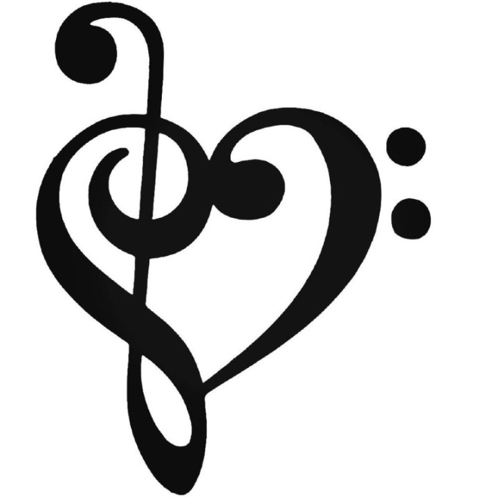 Treble Bass Clef Heart Stickers – Music Decals (2-Pack)
