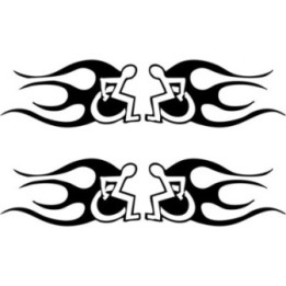 Wheelchair Flames Stickers – Funny Racing Decals (2-Pack)