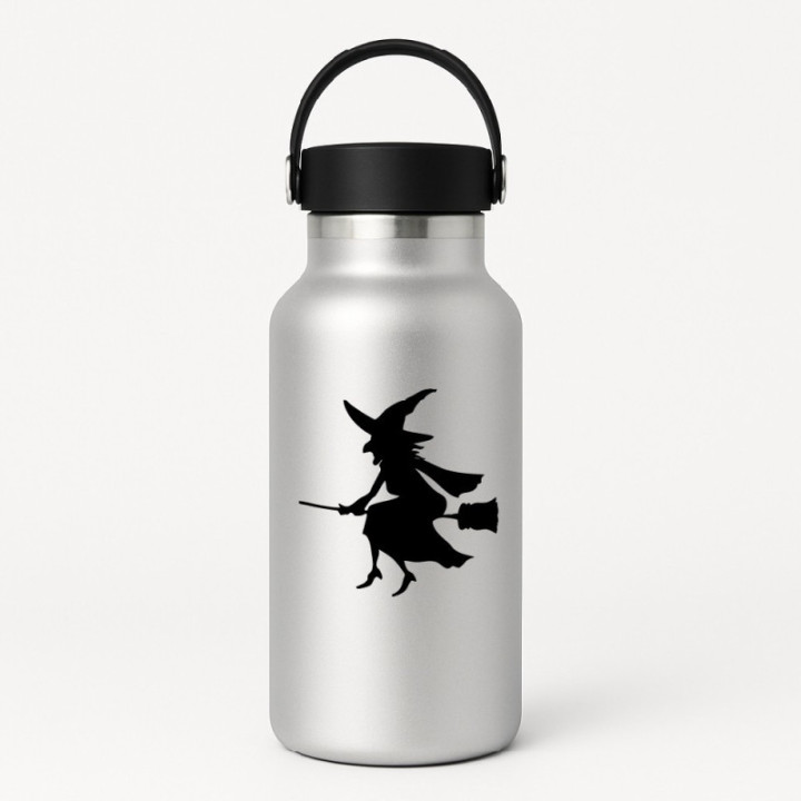 Witch on Broomstick Stickers – Halloween Decals (2-Pack)