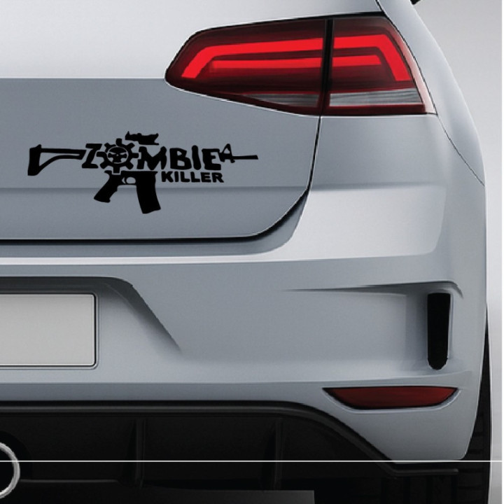 Zombie Killer Stickers – AR-15 Skull Decals (2-Pack)