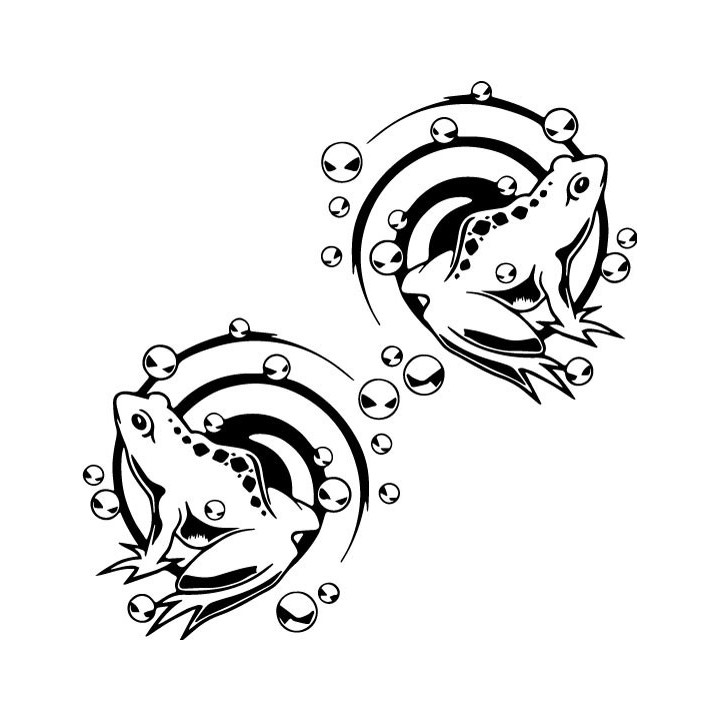 Tribal Frog Bubble Stickers – Wildlife Decals (2-Pack)