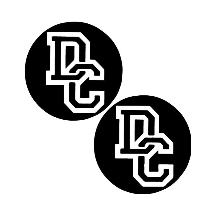DC Shoes Round Logo Stickers – Skate Snowboard Decals (2-Pack)