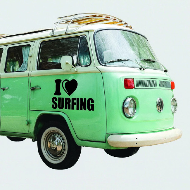 Buy I Love Surfing Vinyl Decal Sticker Online