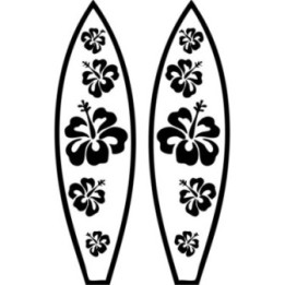 Buy Surfboard With Five Hibiscus Flowers Sticker Vinyl Decal Online