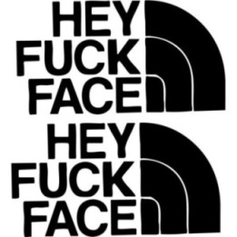 Hey Fuck Face Stickers – Funny Parody Decals (2-Pack)