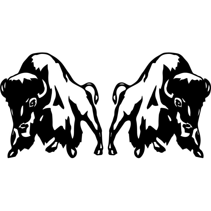 Buffalo Silhouette Stickers V54 – Wildlife Bison Vinyl Decals (2-Pack)