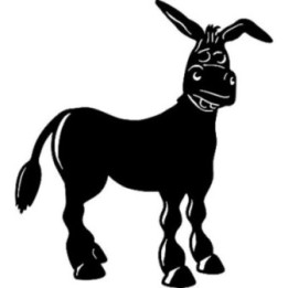 Cartoon Donkey Stickers – Smiling Silhouette Decals (2-Pack)