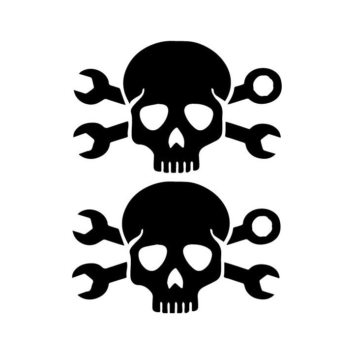 Skull and Wrench Stickers – Mechanic Decals (2-Pack)