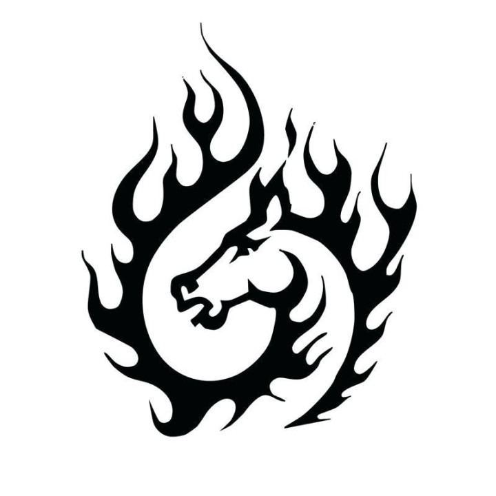 Flaming Horse Head Stickers – Fire Tribal Decals (2-Pack)