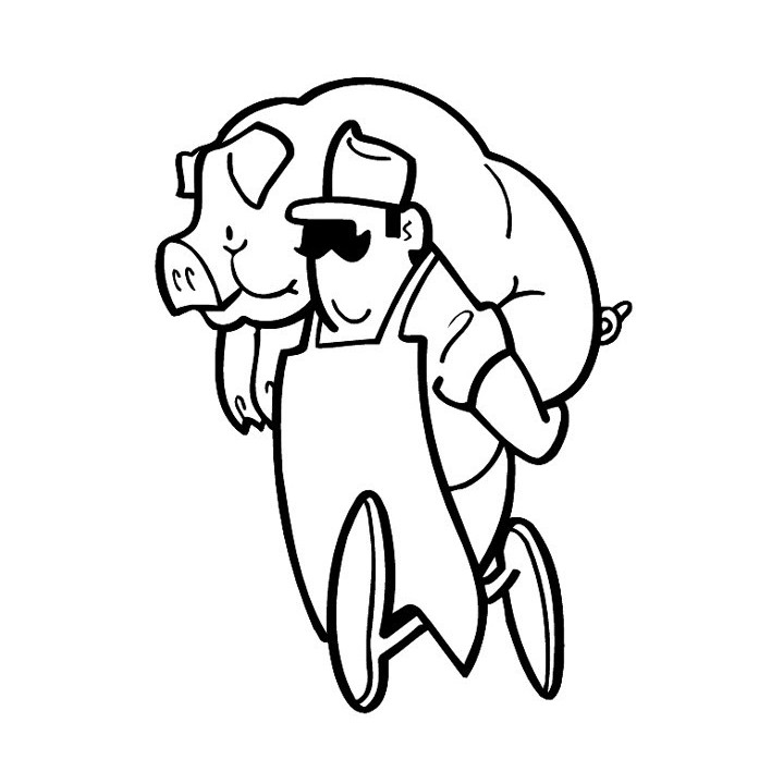 Farmer Carrying Pig Stickers – Farm Animal Decals (2-Pack)