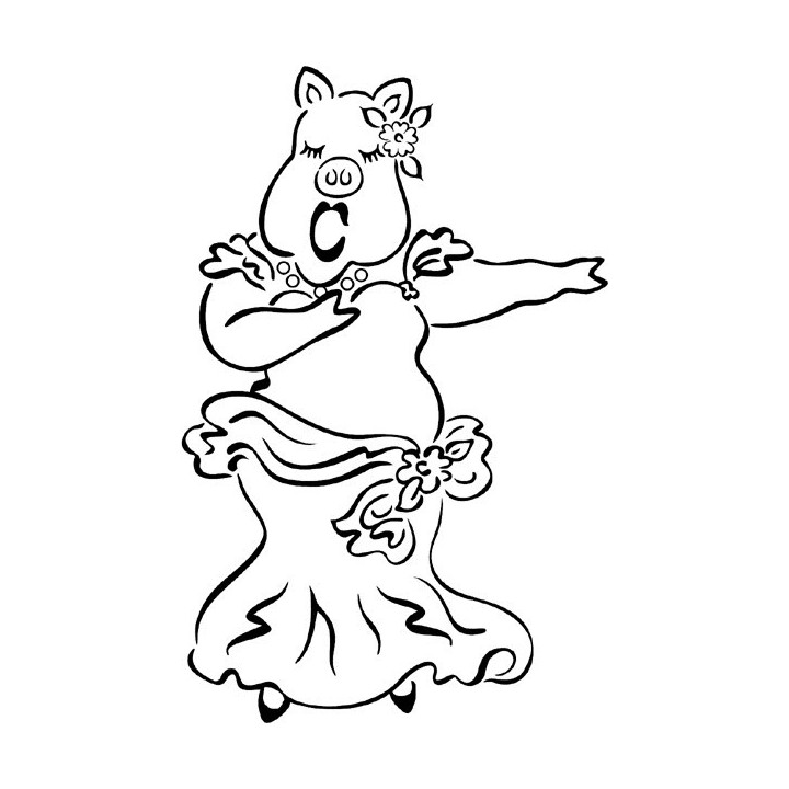 Dancing Pig Stickers – Flamenco Cartoon Pig Decals (2-Pack)