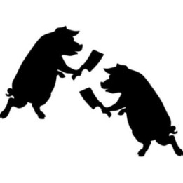 Pig with Cleaver Stickers – Funny BBQ Pig Decals (2-Pack)