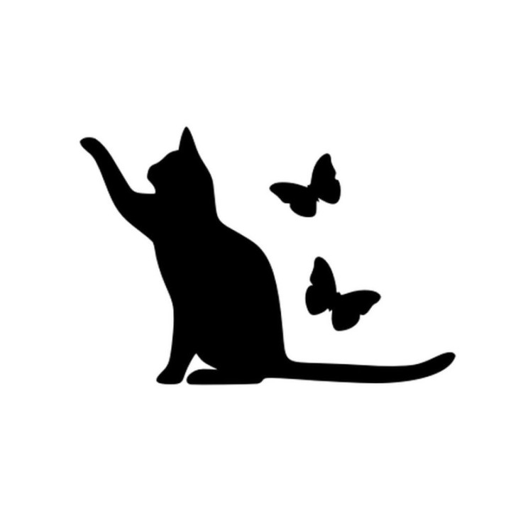 Cat With Butterflies Sticker Vinyl Decal - DecalsHouse