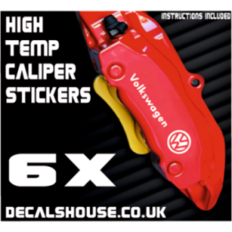 Volkswagen Caliper Stickers Kit – High-Temp Vinyl Decals (6 Pieces)