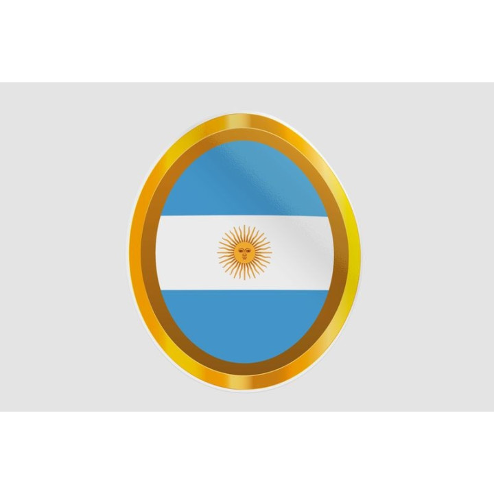 Argentina Flag Gold Oval Badge Sticker – Ring Decal