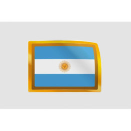 Argentina Flag Gold Framed Sticker – Rectangle Badge