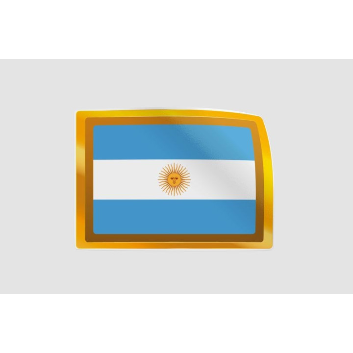 Argentina Flag Gold Framed Sticker – Rectangle Badge