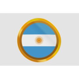Argentina Flag Gold Ring Badge Sticker – Round Decal