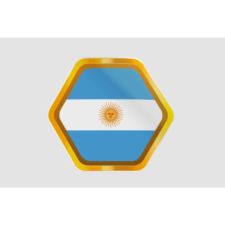 Argentina Flag Gold Hexagon Sticker – Frame Badge Decal