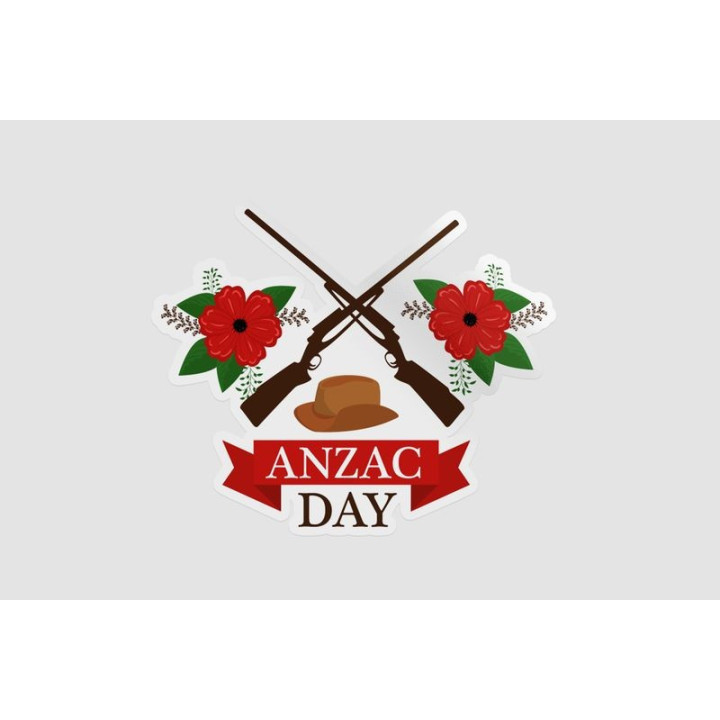ANZAC Day Stickers – Poppy Rifles Digger Hat Decals (2-Pack)