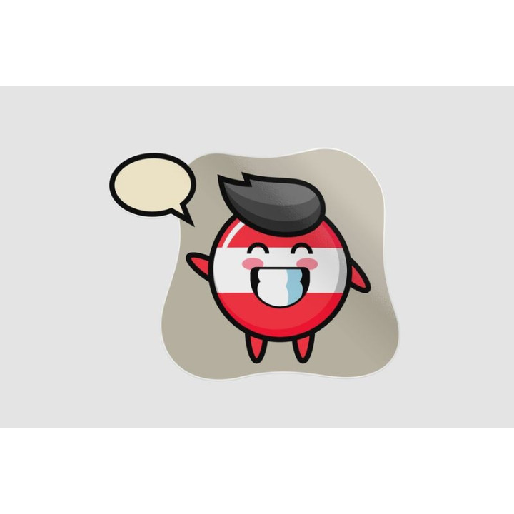Austria Flag Badge Cartoon Character Doing Wave Hand Gesture Sticker - DecalsHouse