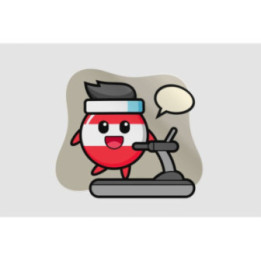 Austria Flag Badge Cartoon Character Walking On The Treadmill Sticker - DecalsHouse