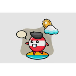 Austria Flag Badge Cartoon Do Surfing On The Beach Sticker - DecalsHouse
