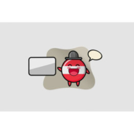 Austria Flag Badge Cartoon Illustration Doing A Presentation Sticker - DecalsHouse