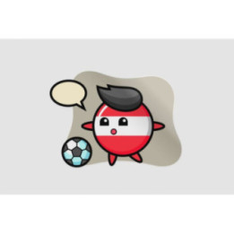 Austria Flag Badge Cartoon Is Playing Soccer Sticker - DecalsHouse