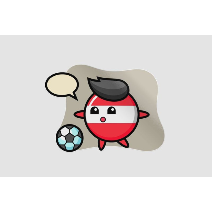 Austria Flag Badge Cartoon Is Playing Soccer Sticker - DecalsHouse