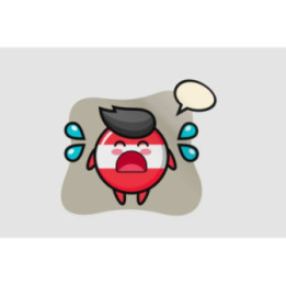 Austria Flag Badge Cartoon With Crying Gesture Sticker - DecalsHouse
