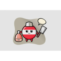 Austria Flag Badge Character As A Butcher Sticker - DecalsHouse