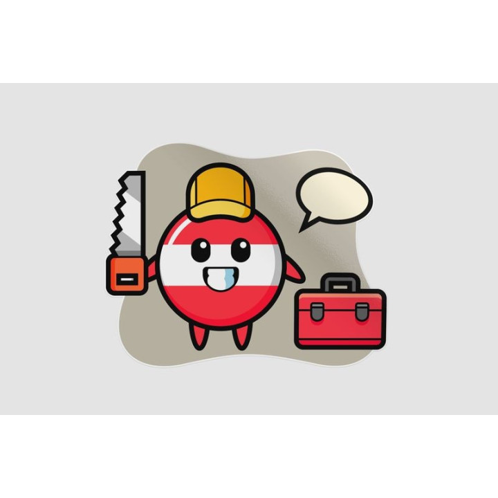 Austria Flag Badge Character As A Woodworker Sticker - DecalsHouse