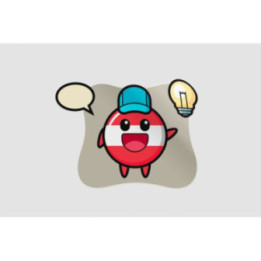 Austria Flag Badge Character Cartoon Getting The Idea Sticker - DecalsHouse